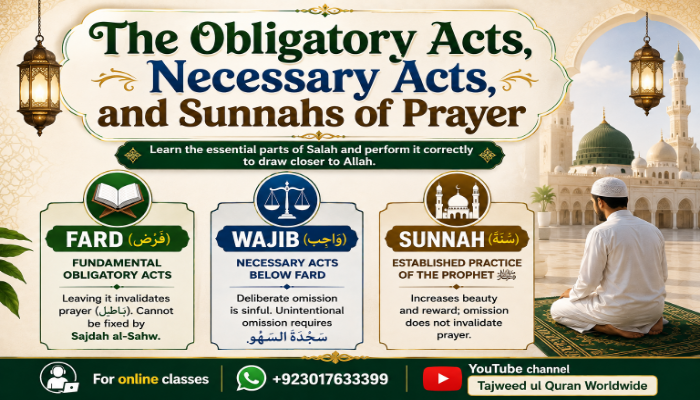  The Obligatory Acts (Farā’iḍ – فَرَائِض), Necessary Acts (Wājibāt – وَاجِبَات), and Sunnahs (Sunan – سُنَن) of Prayer