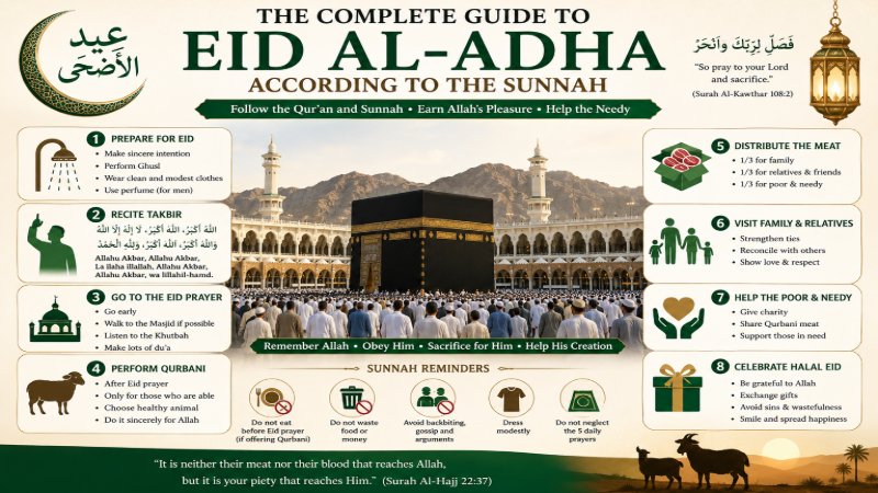 Eid al-Adha According to the Sunnah – Authentic Islamic Guide to Eid Prayer, Takbir, and Qurbani