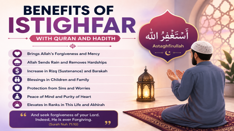 Muslim making Istighfar and seeking Allah's forgiveness