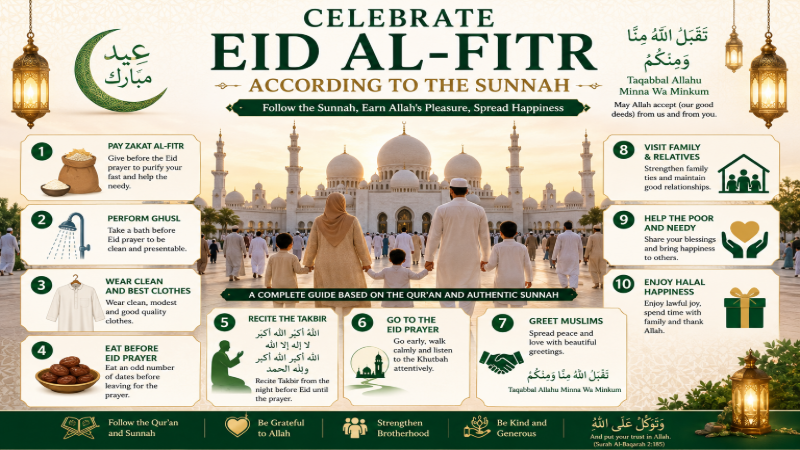 Celebrate Eid al-Fitr According to the Sunnah – Complete Islamic Guide Based on the Qur'an and Authentic Sunnah